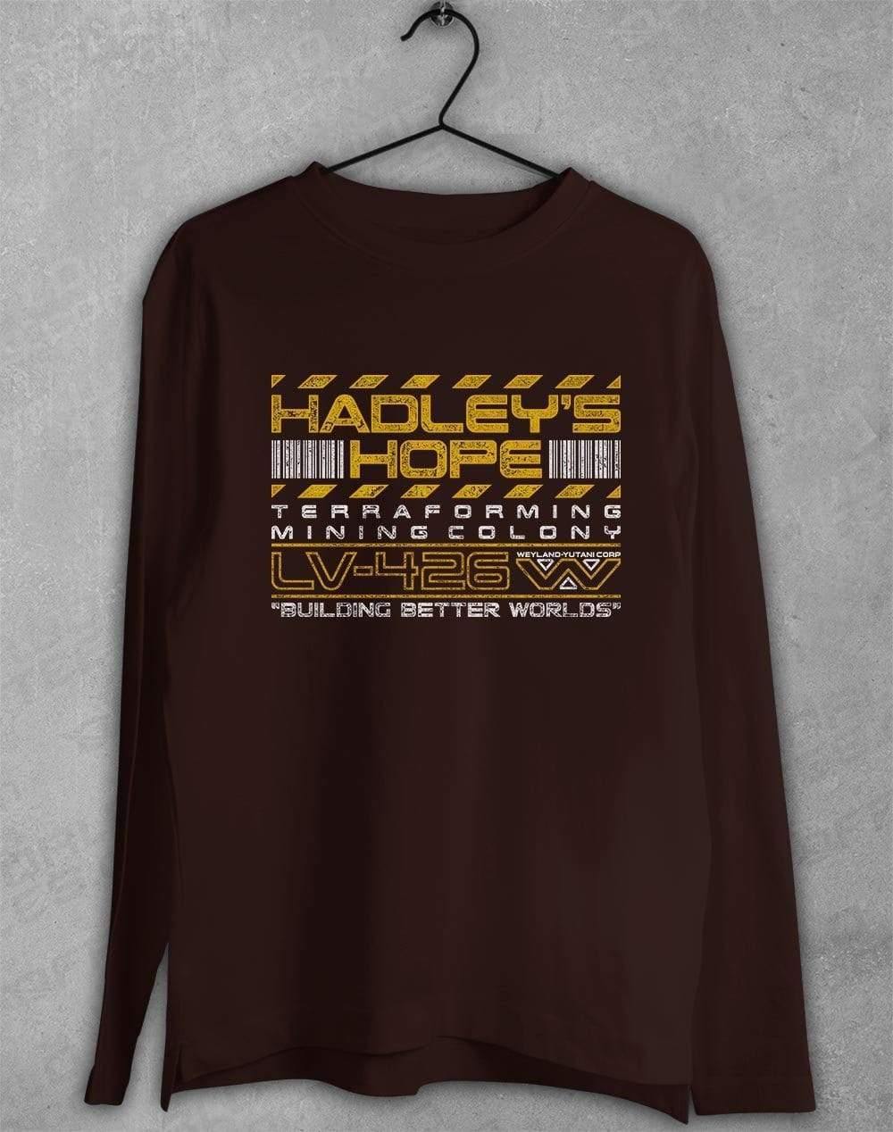 Hadley's Hope LV426 Long Sleeve T-Shirt S / Dark Chocolate  - Off World Tees