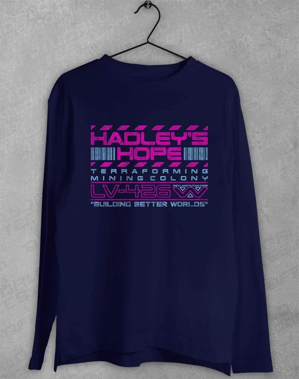Hadley's Hope LV426 Long Sleeve T-Shirt S / Navy  - Off World Tees