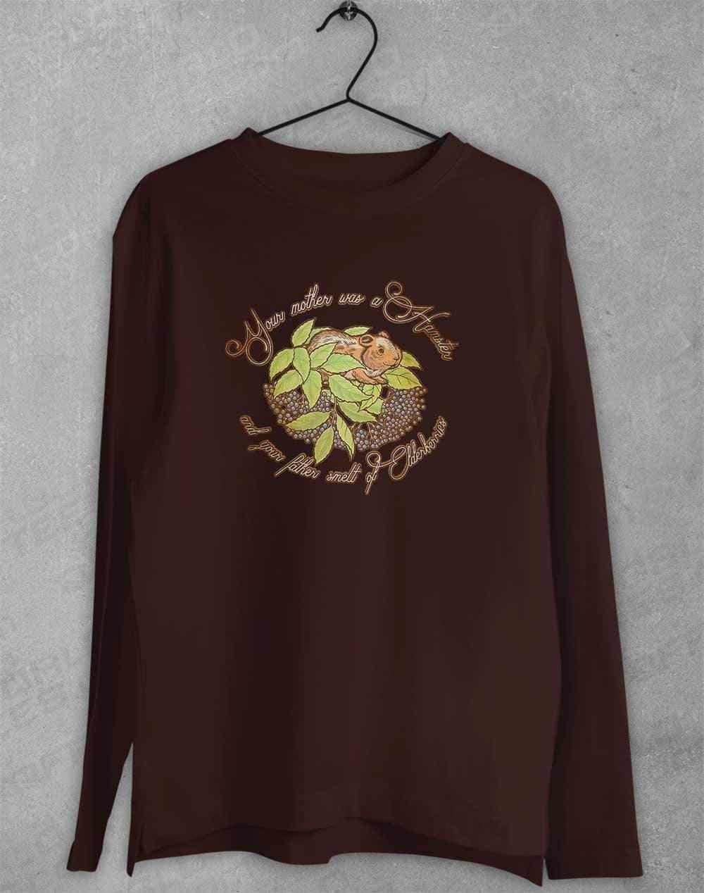 Hamster and Elderberries Long Sleeve T-Shirt S / Dark Chocolate  - Off World Tees