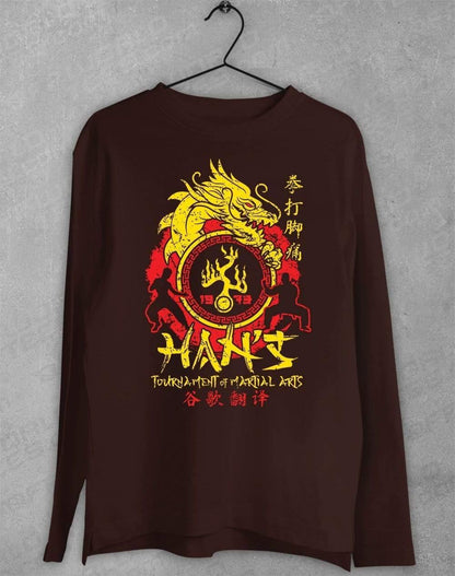 Han's Tournament of Martial Arts Long Sleeve T-Shirt S / Dark Chocolate  - Off World Tees