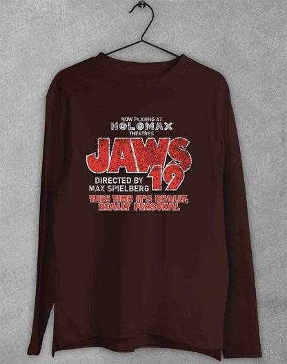 Jaws 19 Long Sleeve T-Shirt S / Dark Chocolate  - Off World Tees