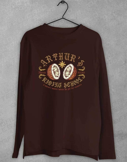 King Arthur's Riding School Long Sleeve T-Shirt S / Dark Chocolate  - Off World Tees