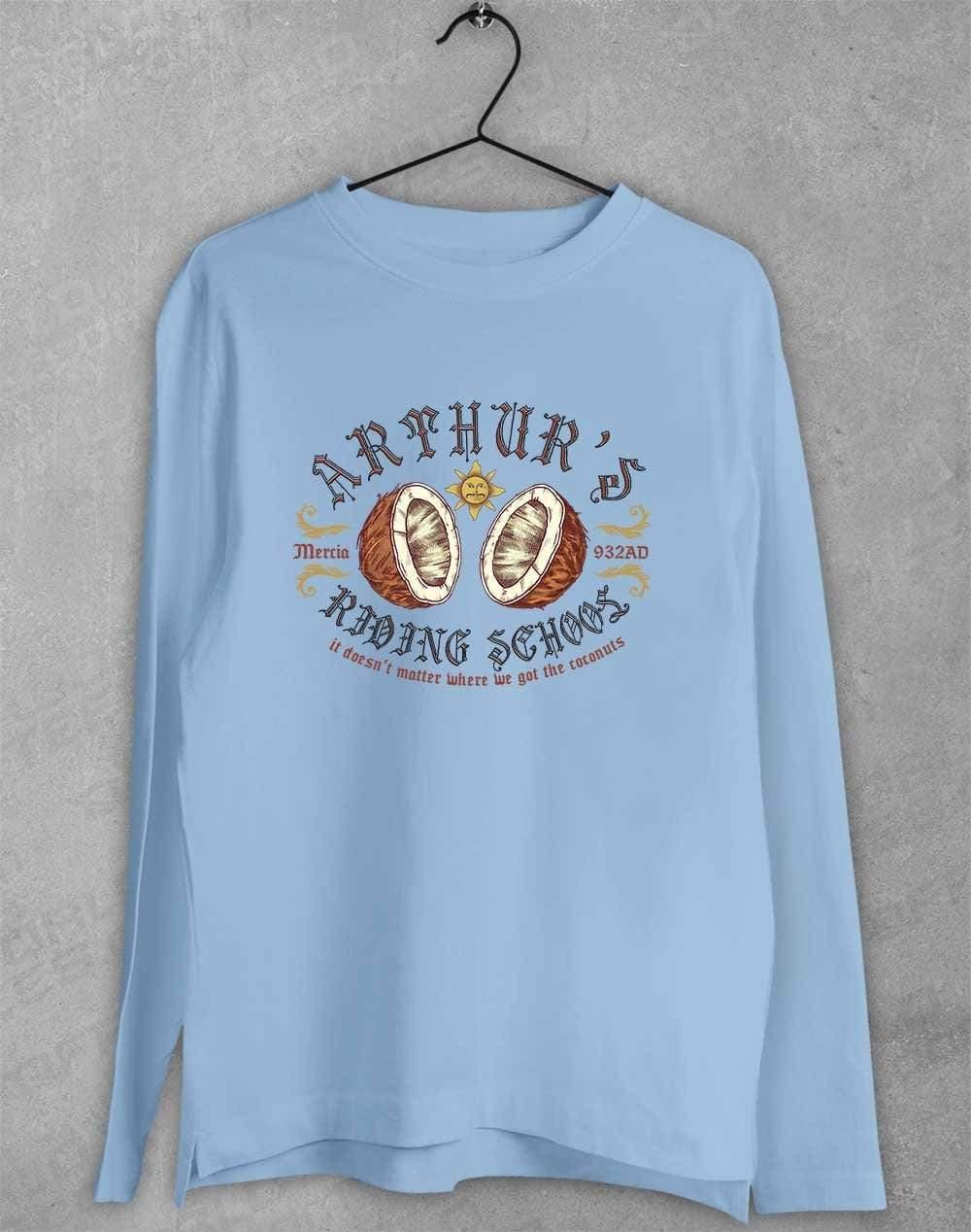 King Arthur's Riding School Long Sleeve T-Shirt S / Light Blue  - Off World Tees