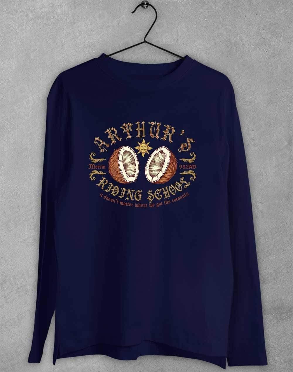 King Arthur's Riding School Long Sleeve T-Shirt S / Navy  - Off World Tees