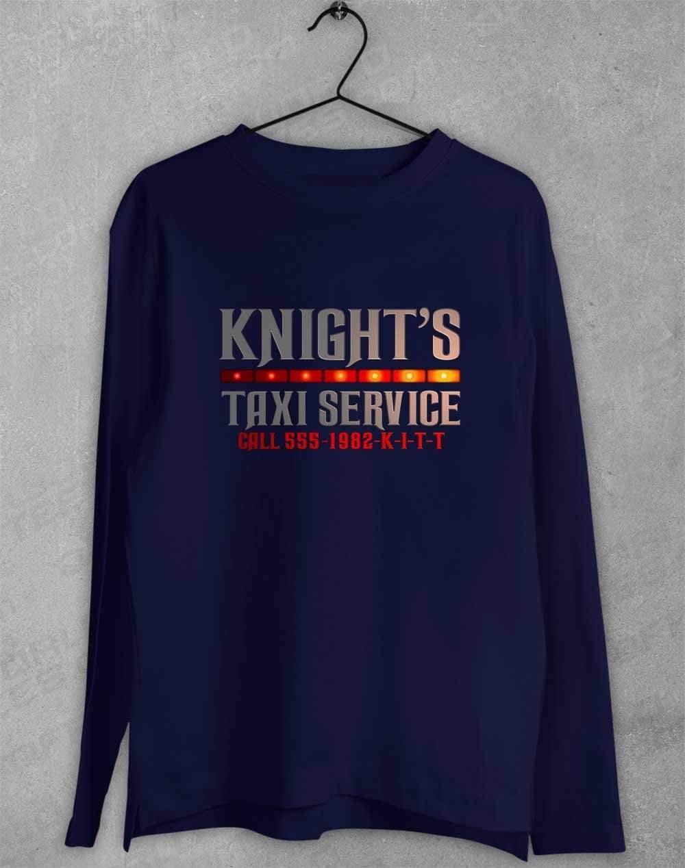 Knight's Taxi Sevice Long Sleeve T-Shirt S / Navy  - Off World Tees