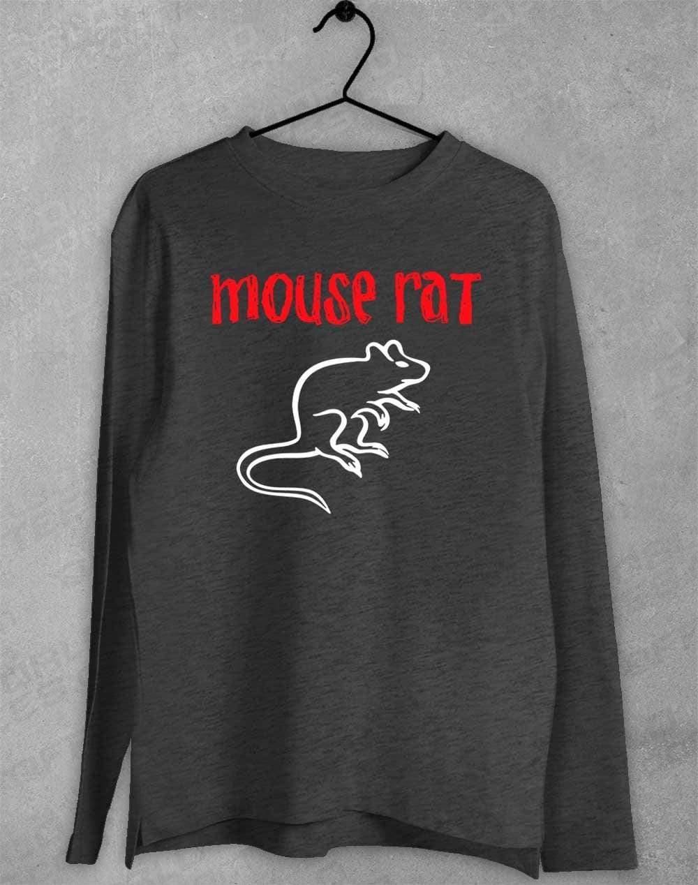 Mouse Rat Text Logo Long Sleeve T-Shirt S / Dark Heather  - Off World Tees