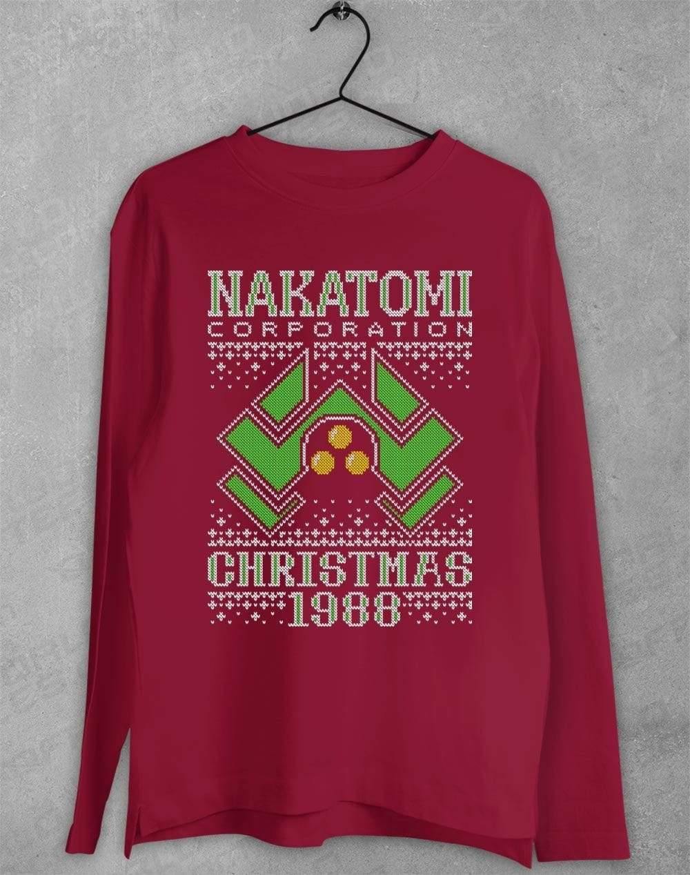 Nakatomi Christmas 1988 Knitted-Look Long Sleeve T-Shirt S / Cardinal Red  - Off World Tees