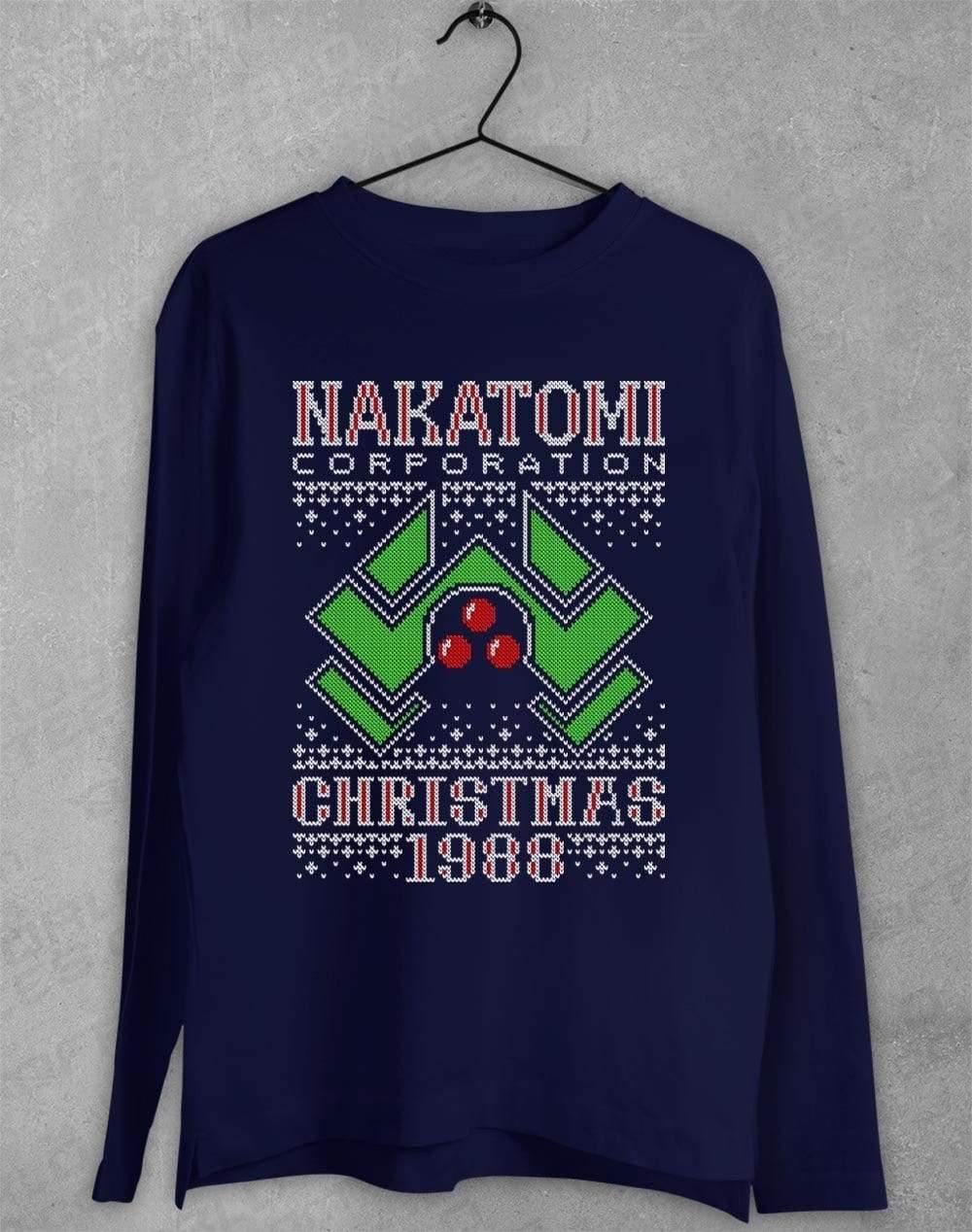 Nakatomi Christmas 1988 Knitted-Look Long Sleeve T-Shirt S / Navy  - Off World Tees