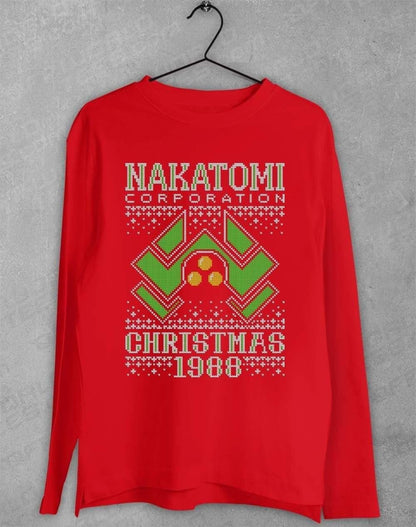Nakatomi Christmas 1988 Knitted-Look Long Sleeve T-Shirt S / Red  - Off World Tees