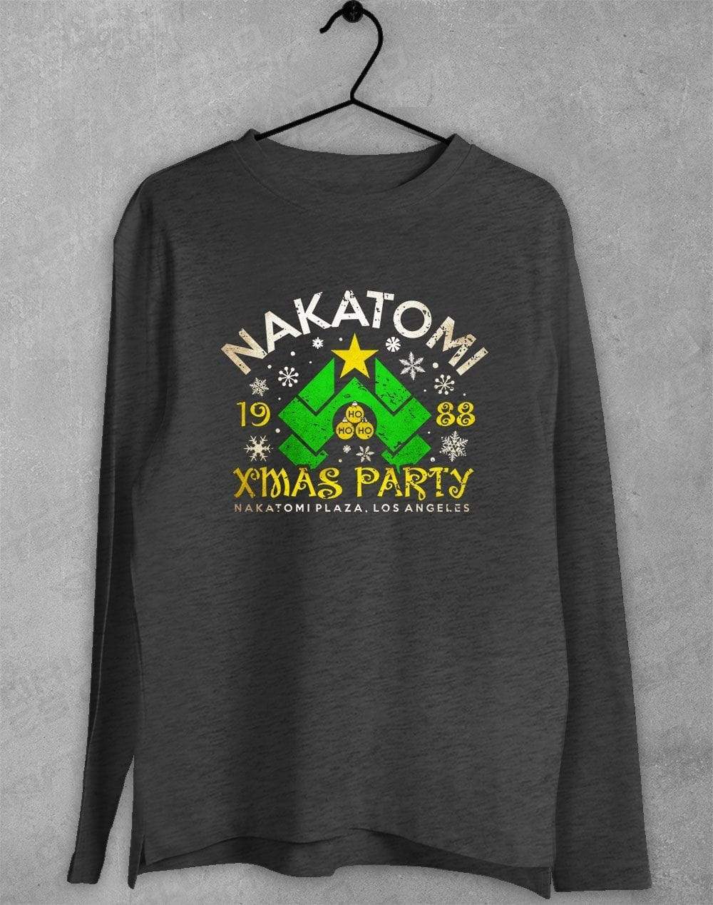 Nakatomi Xmas Party Long Sleeve T-Shirt S / Dark Heather  - Off World Tees