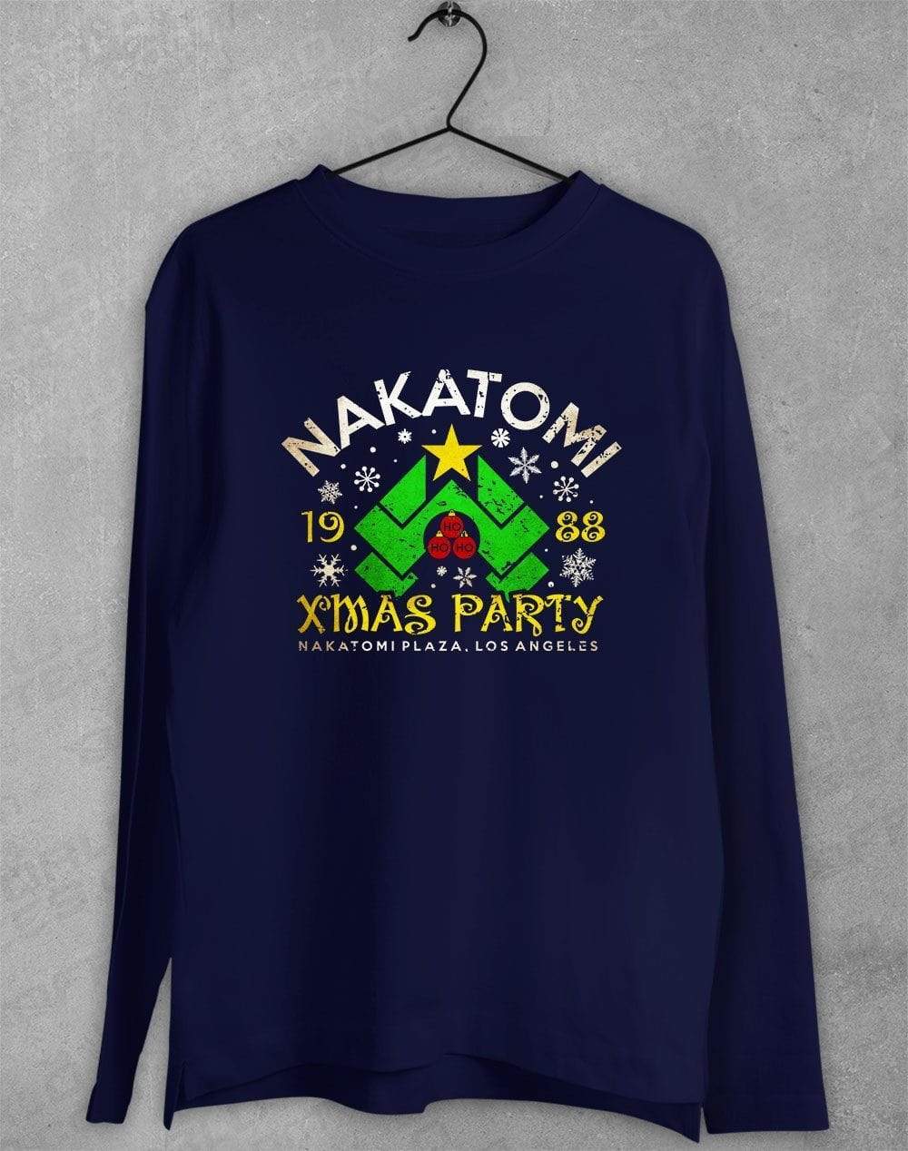 Nakatomi Xmas Party Long Sleeve T-Shirt S / Navy  - Off World Tees