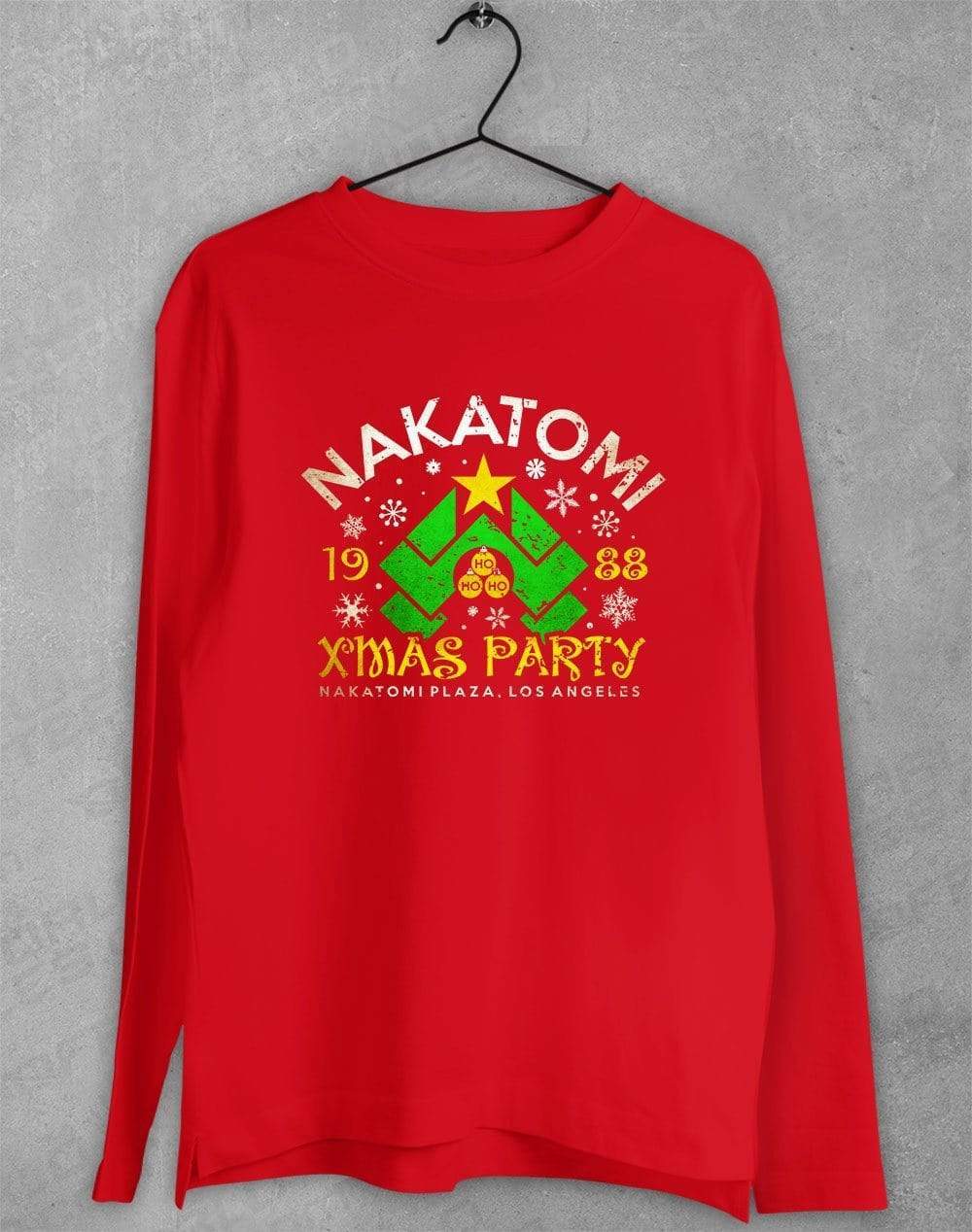 Nakatomi Xmas Party Long Sleeve T-Shirt S / Red  - Off World Tees