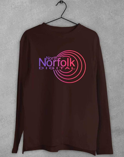 North Norfolk Digital Long Sleeve T-Shirt S / Dark Chocolate  - Off World Tees