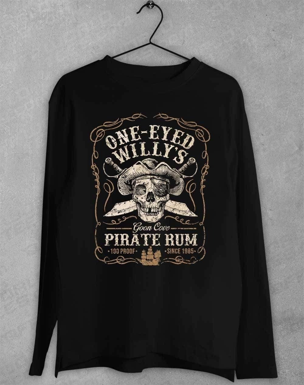 One-Eyed Willy's Goon Cove Rum Long Sleeve T-Shirt S / Black  - Off World Tees