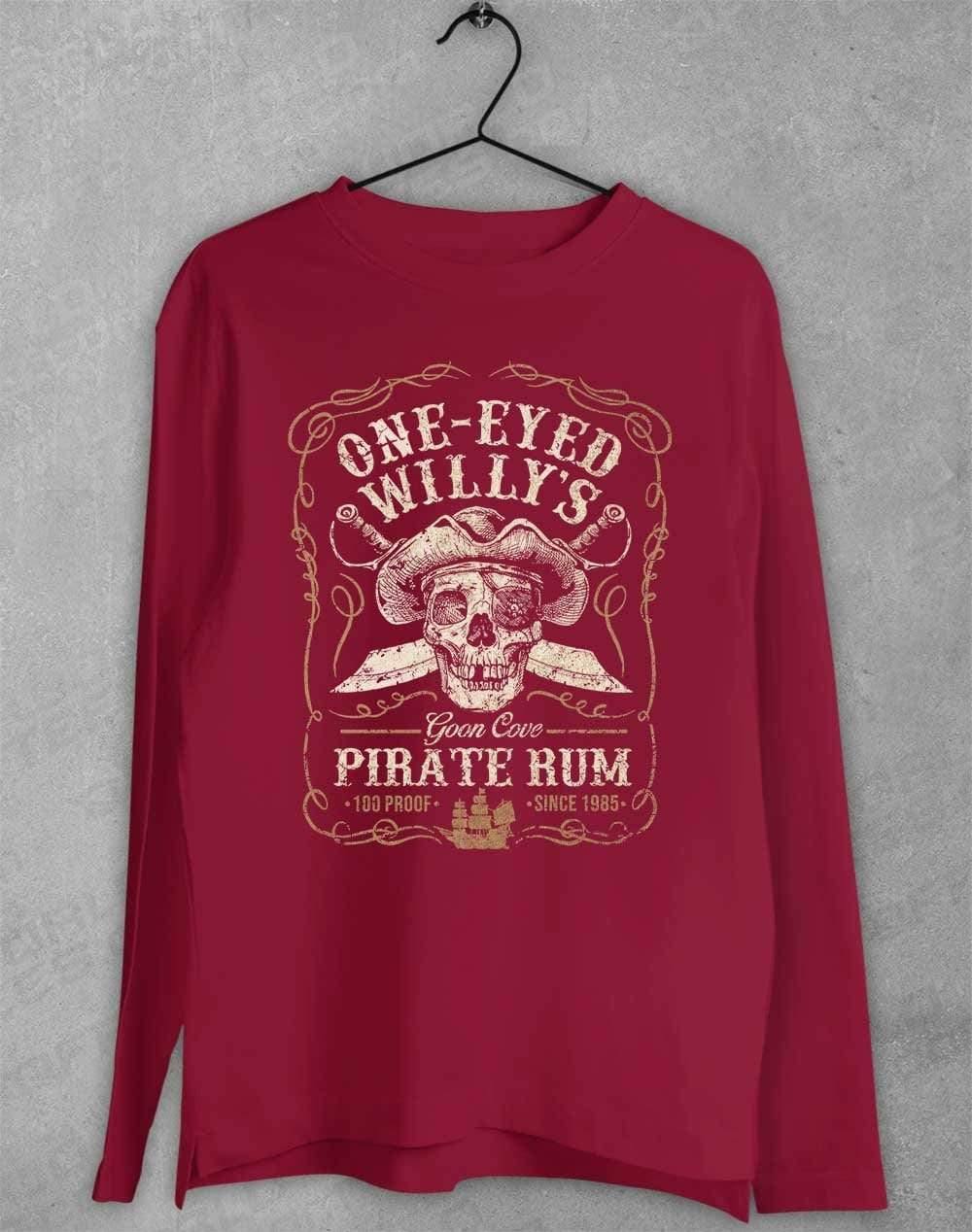 One-Eyed Willy's Goon Cove Rum Long Sleeve T-Shirt S / Cardinal  - Off World Tees