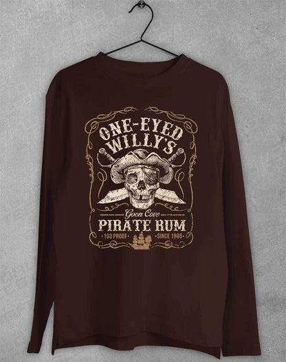 One-Eyed Willy's Goon Cove Rum Long Sleeve T-Shirt S / Dark Chocolate  - Off World Tees