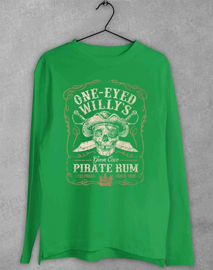 One-Eyed Willy's Goon Cove Rum Long Sleeve T-Shirt S / Irish Green  - Off World Tees