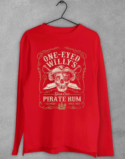 One-Eyed Willy's Goon Cove Rum Long Sleeve T-Shirt S / Red  - Off World Tees