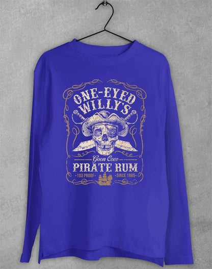 One-Eyed Willy's Goon Cove Rum Long Sleeve T-Shirt S / Royal  - Off World Tees