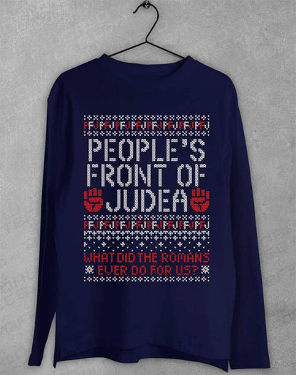 PFJ Festive Knitted-Look  Long Sleeve T-Shirt S / Navy  - Off World Tees