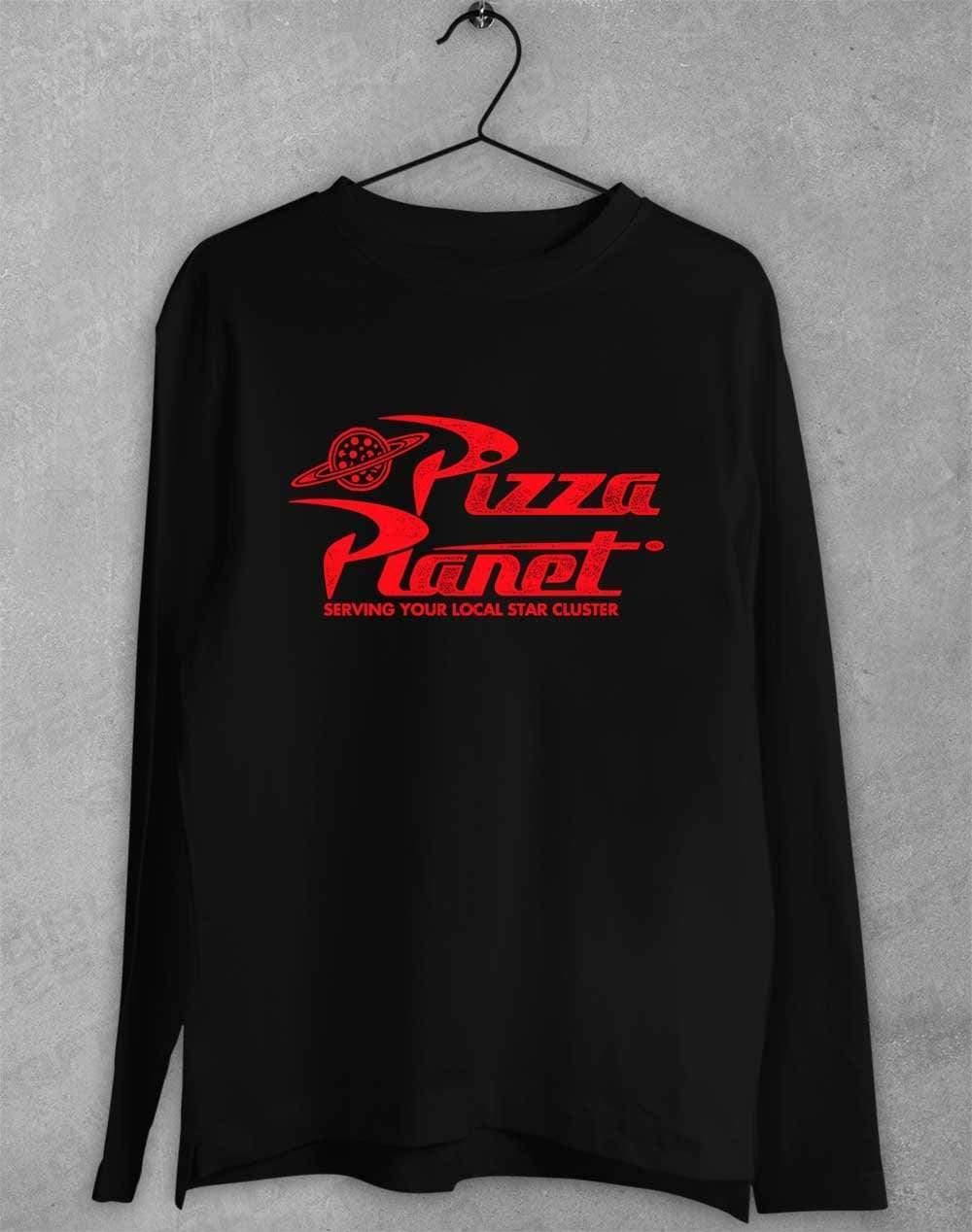 Pizza Planet Distressed Logo Long Sleeve T-Shirt S / Black  - Off World Tees