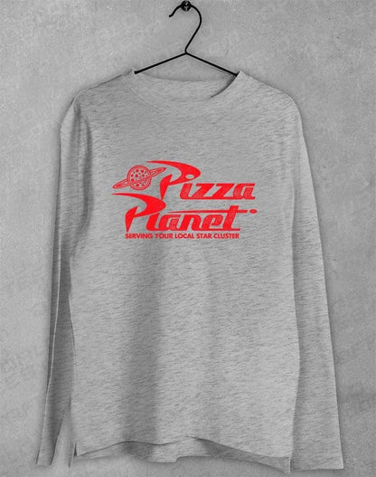 Pizza Planet Distressed Logo Long Sleeve T-Shirt S / Sport Grey  - Off World Tees