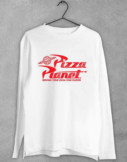 Pizza Planet Distressed Logo Long Sleeve T-Shirt S / White  - Off World Tees