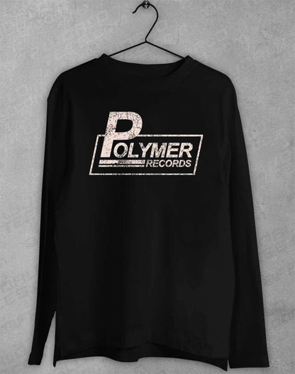 Polymer Records Distressed Logo Long Sleeve T-Shirt S / Black  - Off World Tees