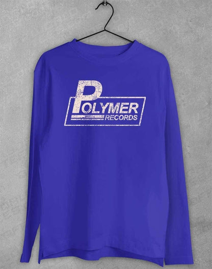 Polymer Records Distressed Logo Long Sleeve T-Shirt S / Royal  - Off World Tees