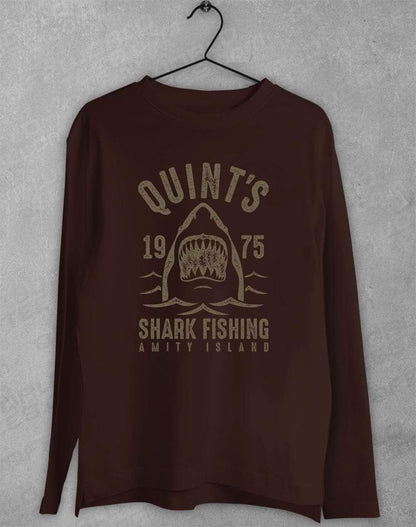 Quint's Shark Fishing Long Sleeve T-Shirt S / Dark Chocolate  - Off World Tees