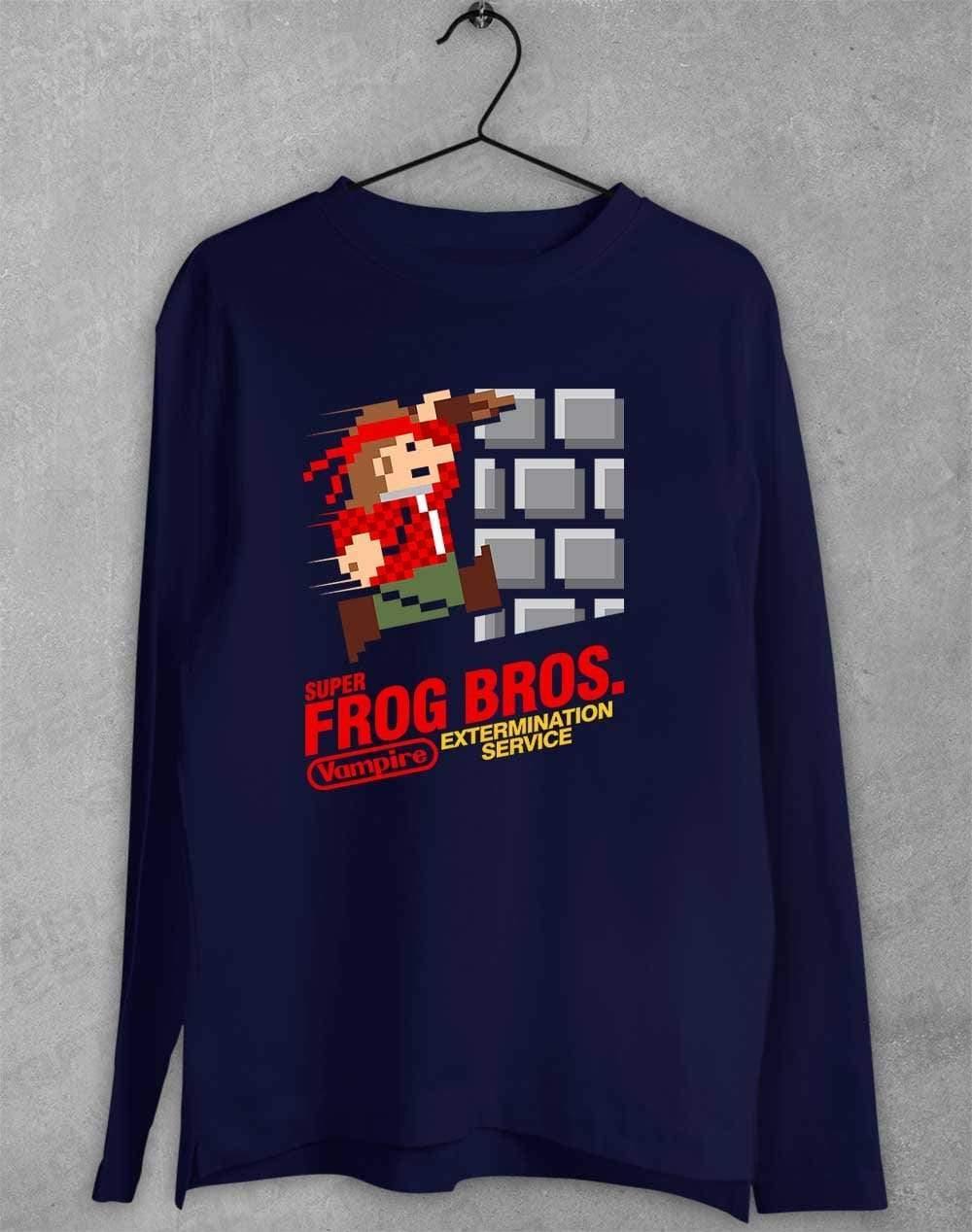 Super Frog Bros Long Sleeve T-Shirt S / Navy  - Off World Tees