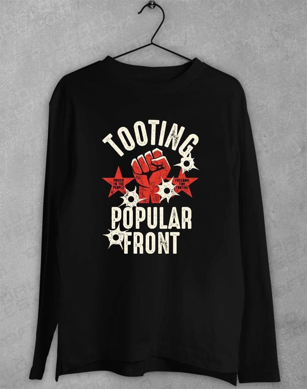 Tooting Popular Front Long Sleeve T-Shirt S / Black  - Off World Tees