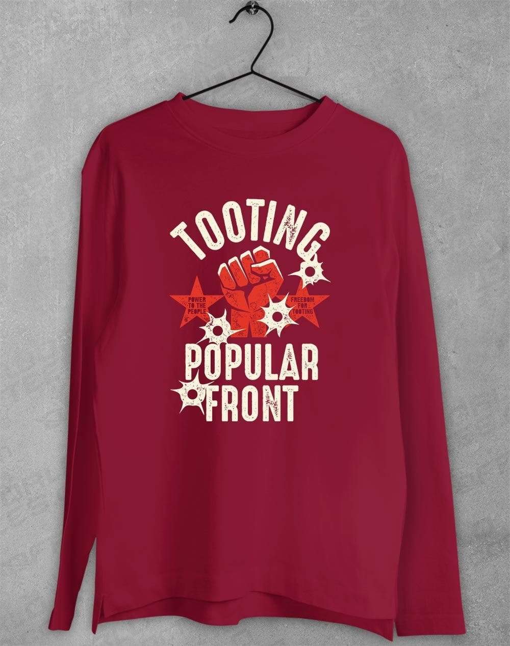 Tooting Popular Front Long Sleeve T-Shirt S / Cardinal Red  - Off World Tees