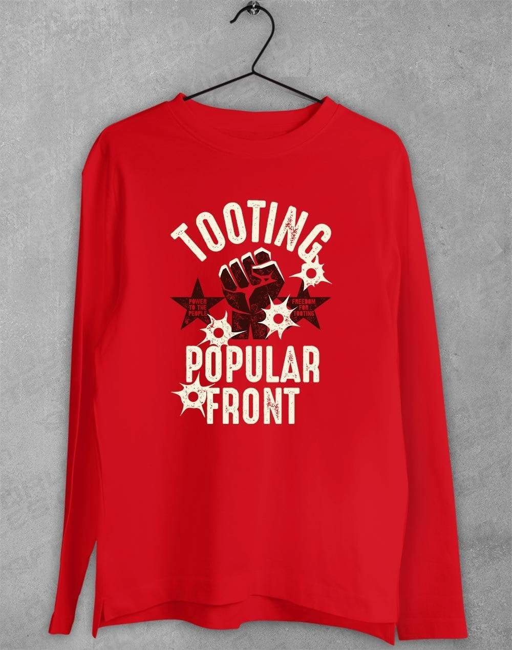 Tooting Popular Front Long Sleeve T-Shirt S / Red  - Off World Tees