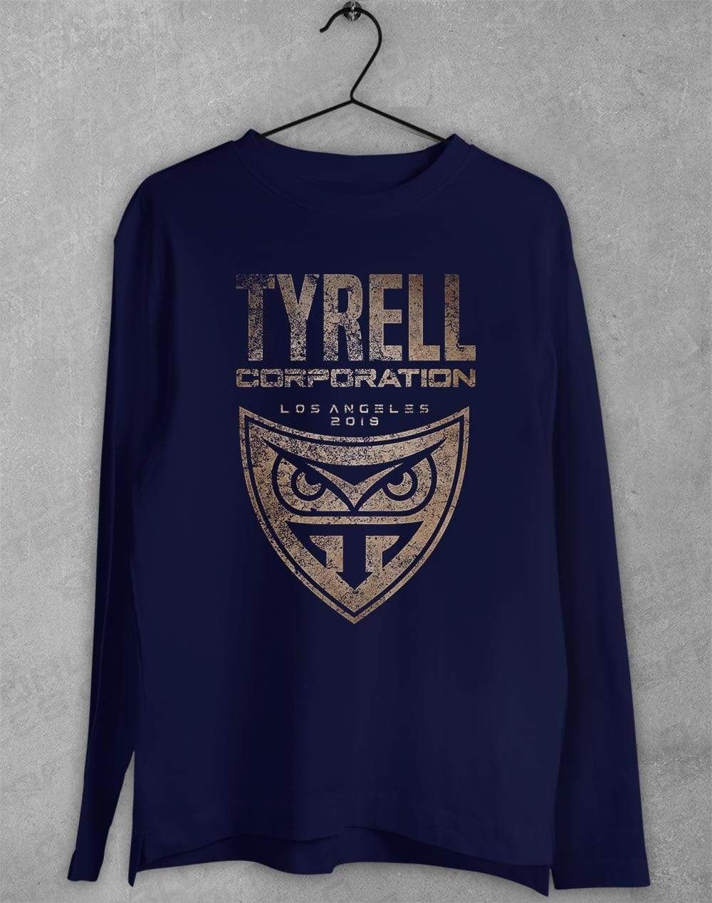 Tyrell Distressed Badge Long Sleeve T-Shirt S / Navy  - Off World Tees
