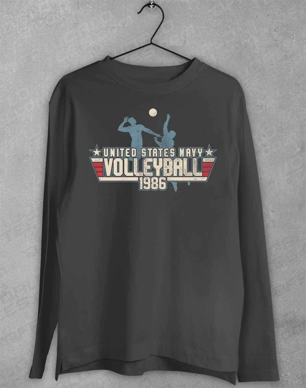 US Navy Volleyball 1986 Long Sleeve T-Shirt S / Charcoal  - Off World Tees