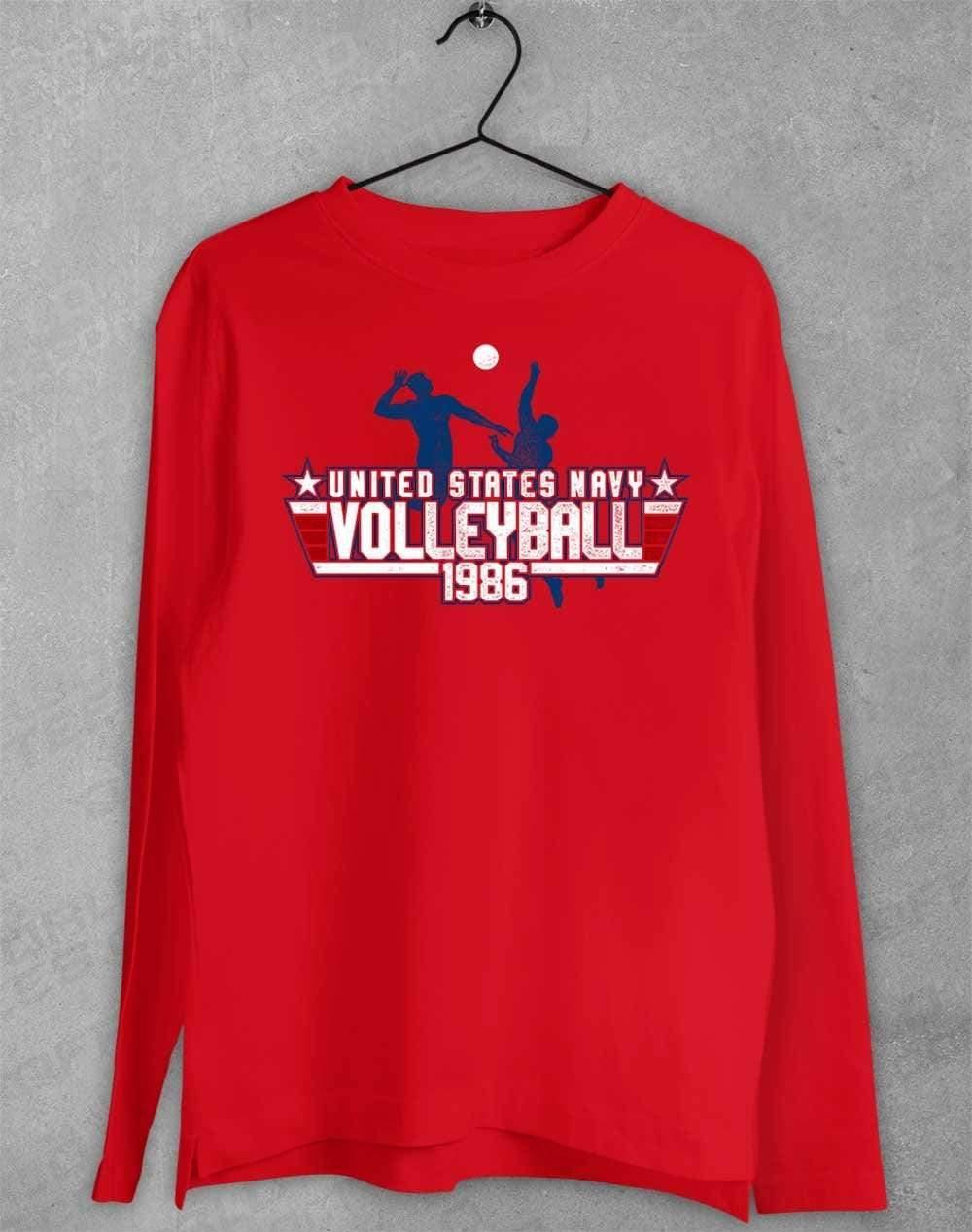 US Navy Volleyball 1986 Long Sleeve T-Shirt S / Red  - Off World Tees
