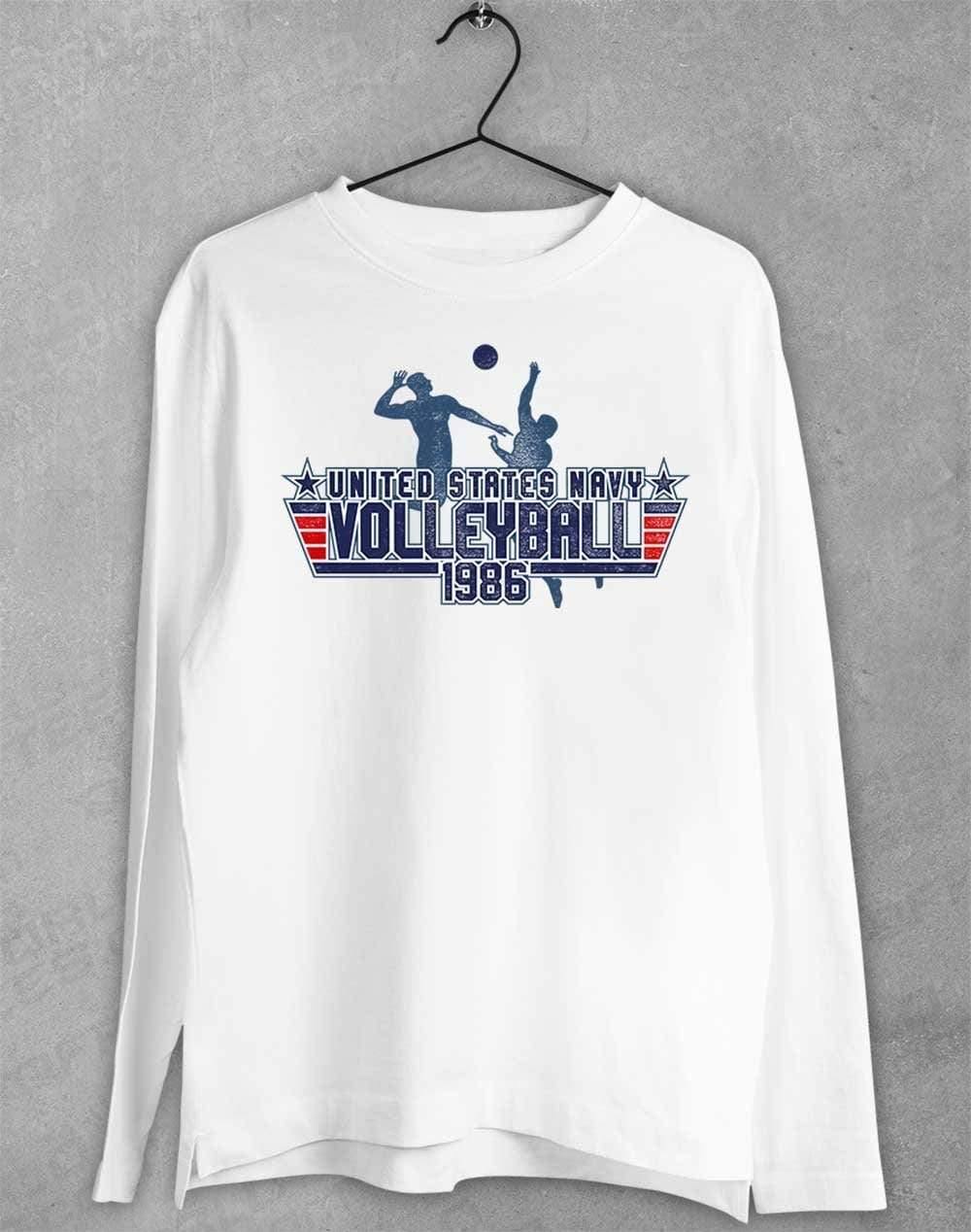 US Navy Volleyball 1986 Long Sleeve T-Shirt S / White  - Off World Tees