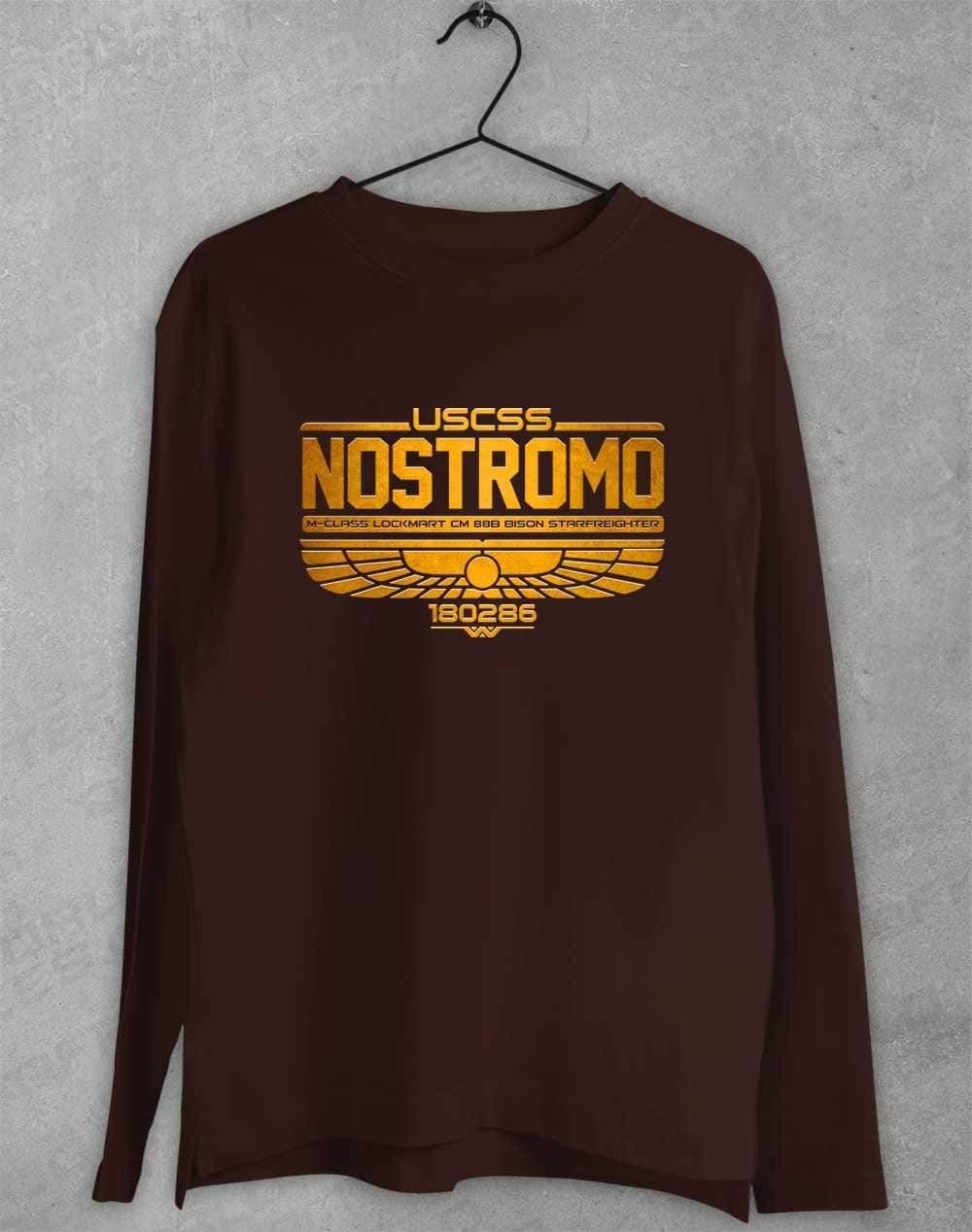 USCSS Nostromo Long Sleeve T-Shirt S / Dark Chocolate  - Off World Tees