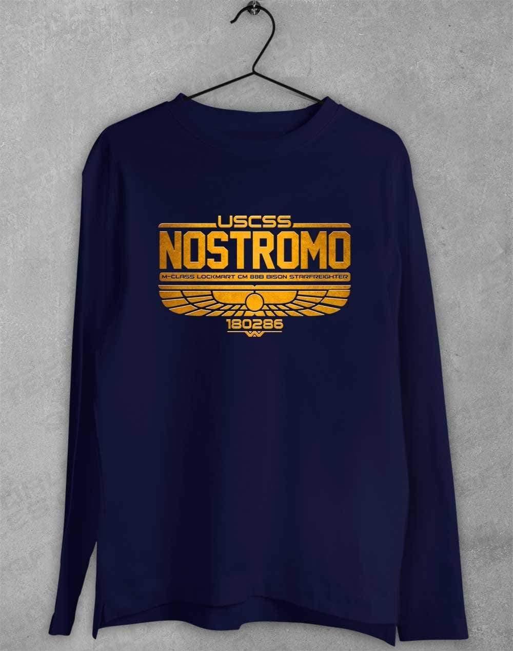 USCSS Nostromo Long Sleeve T-Shirt S / Navy  - Off World Tees