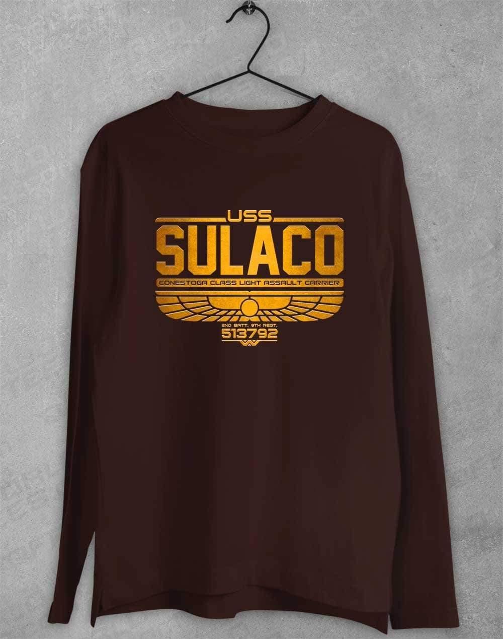 USS Sulaco Long Sleeve T-Shirt S / Dark Chocolate  - Off World Tees