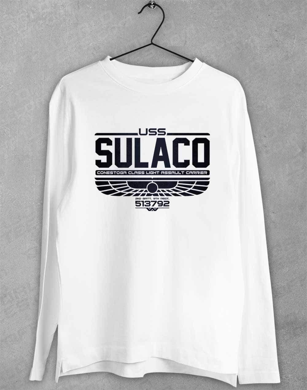 USS Sulaco Long Sleeve T-Shirt S / White  - Off World Tees