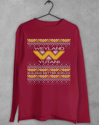 Weyland Yutani Festive Knitted-Look Long Sleeve T-Shirt S / Cardinal Red  - Off World Tees