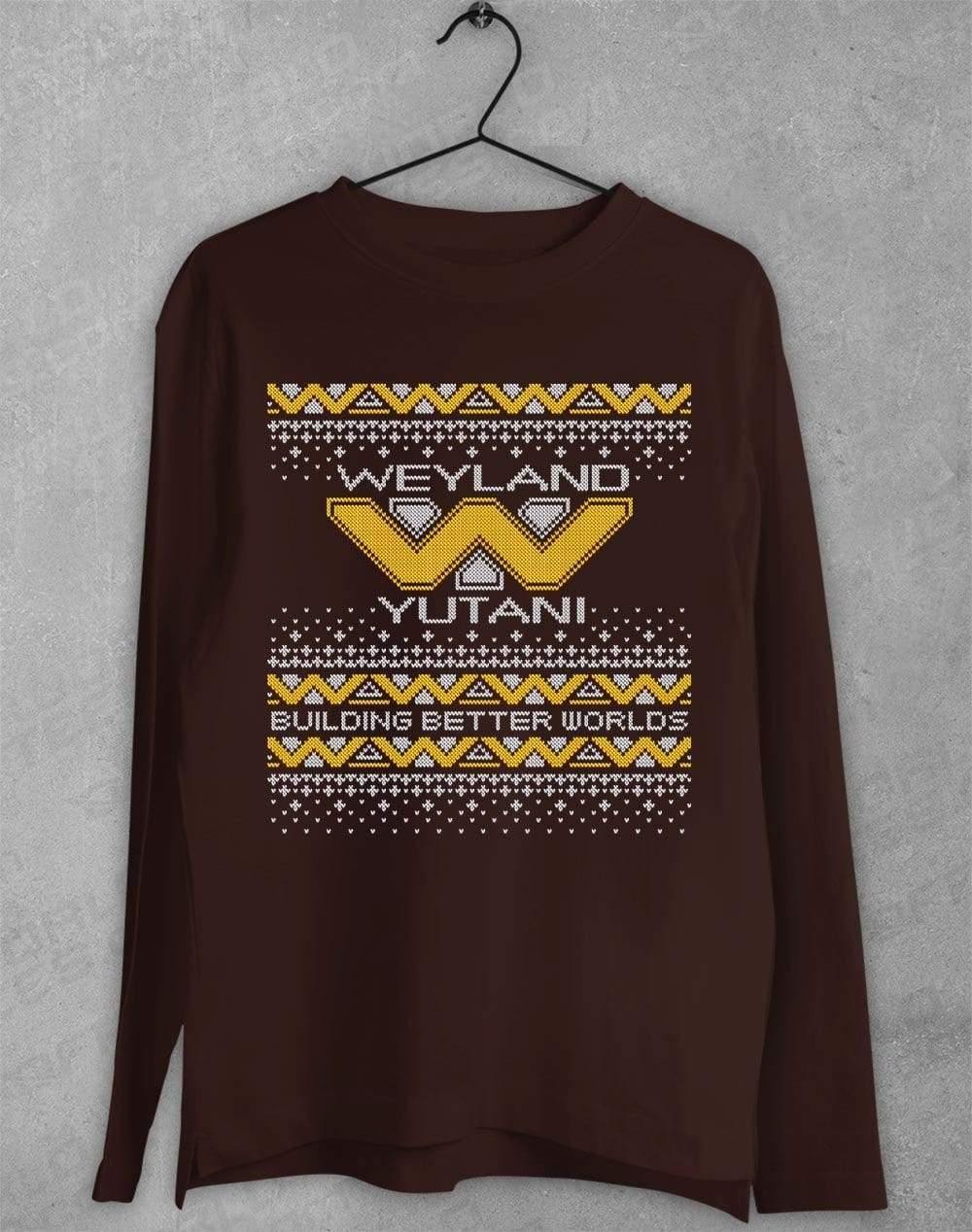 Weyland Yutani Festive Knitted-Look Long Sleeve T-Shirt S / Dark Chocolate  - Off World Tees