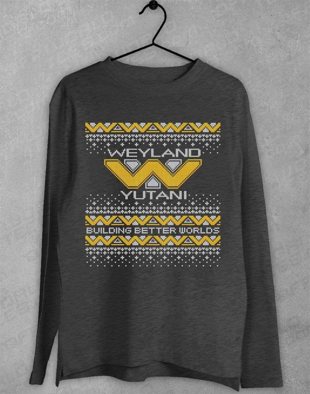 Weyland Yutani Festive Knitted-Look Long Sleeve T-Shirt S / Dark Heather  - Off World Tees