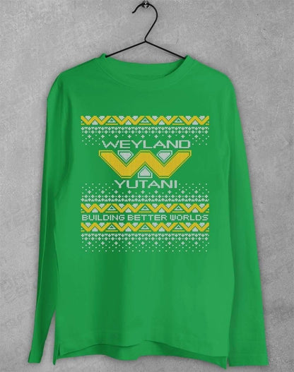 Weyland Yutani Festive Knitted-Look Long Sleeve T-Shirt S / Irish Green  - Off World Tees