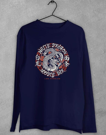 White Dragon Noodles Long Sleeve T-Shirt S / Navy  - Off World Tees