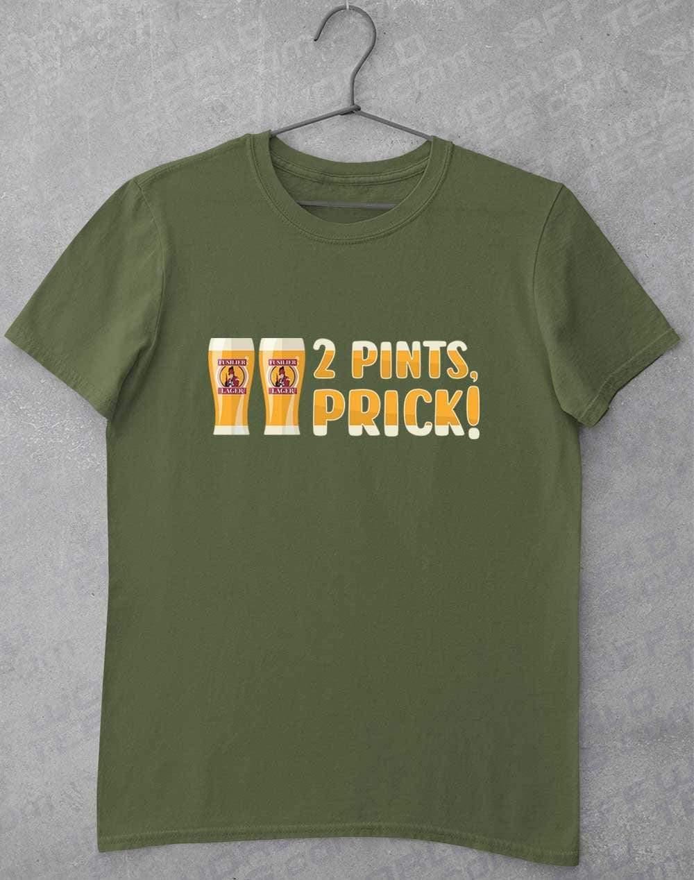2 Pints Pr*ck T-Shirt S / Military Green  - Off World Tees