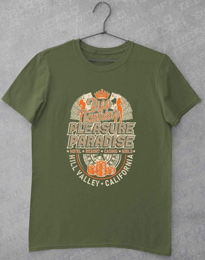 Biff Tannen's Pleasure Paradise T-Shirt S / Military Green  - Off World Tees