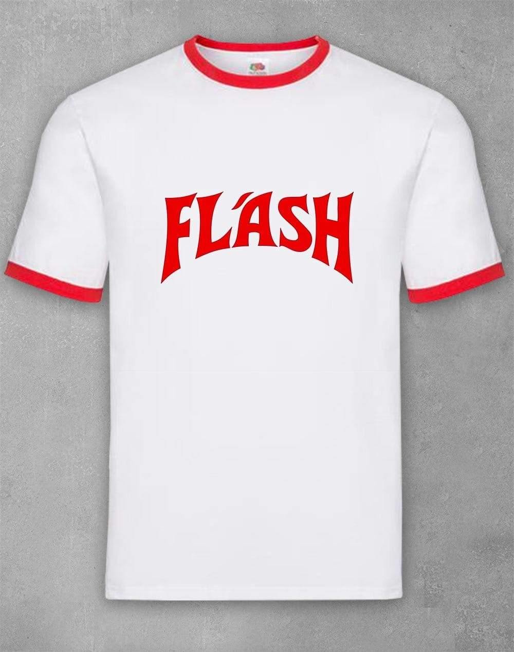 Classic Flash Ringer T-Shirt S / White Red  - Off World Tees